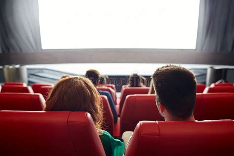 Happy Couple Watching Movie In Theater Or Cinema Stock Photo - Image ...