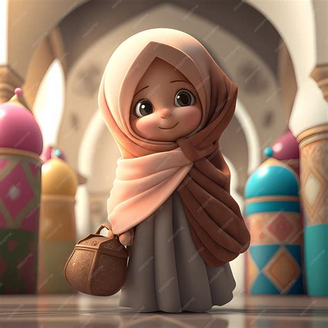 Premium Photo | Adorable and Cute Muslim Children cartoon character 3D ...