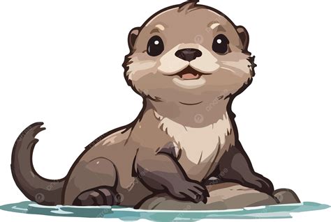 Cute Otter Cartoon Design, Cute Clipart, Cartoon Clipart, Otter Clipart