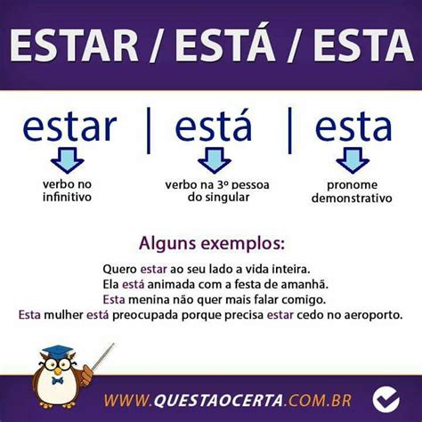 Diferenca De Essa E Esta - Estar está esta | Dicas de portugues, Aula de português, Planos de aula ...