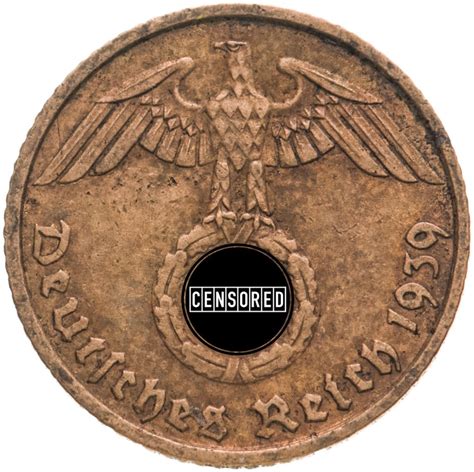 Монета Германия - Третий рейх 5 рейхспфеннигов 1939 "F" стоимостью 500 руб.
