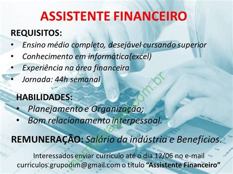 vaga de emprego  assistente financeiro em teresina pi themos