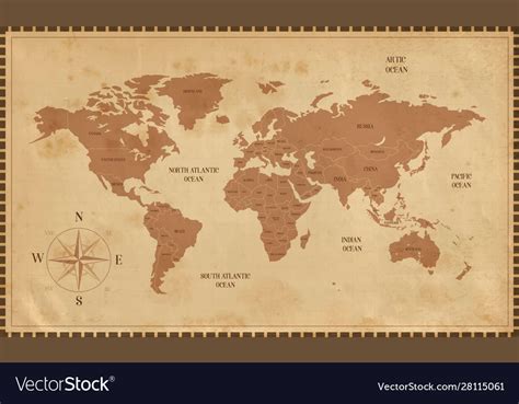 Old world map in vintage style Royalty Free Vector Image