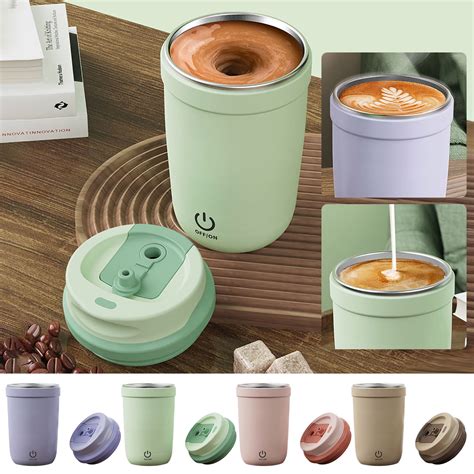 MICLOZYT Self Stirring Coffee Mugs with Lids,Rechargeable Portable
