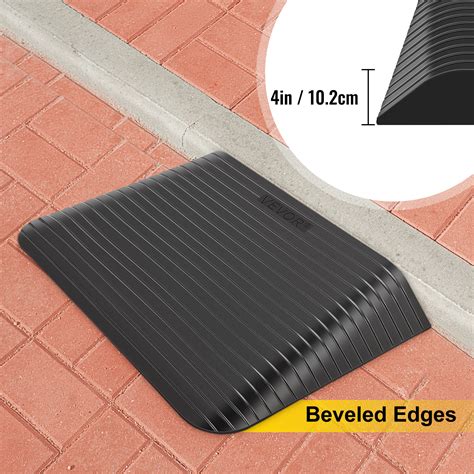 VEVOR Rubber Threshold Ramp, 4" Rise Threshold Ramp Doorway, Recycled ...