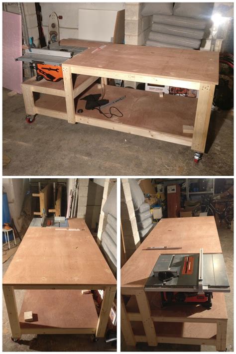 Workbench with built-in table saw