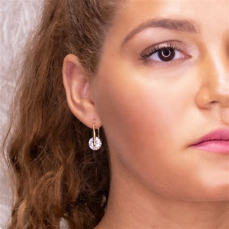 Floating Gem Earrings For Women Round Crystal CZ Dangle Drop Earrings