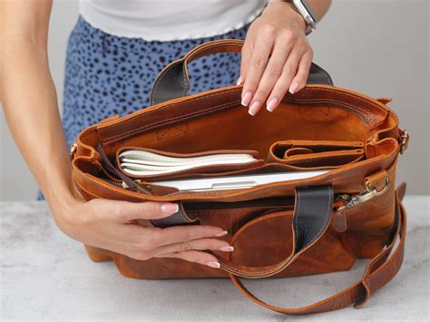 Leather Work Bag, Leather Briefcase for Men, Fathers Day Mens Gift ...