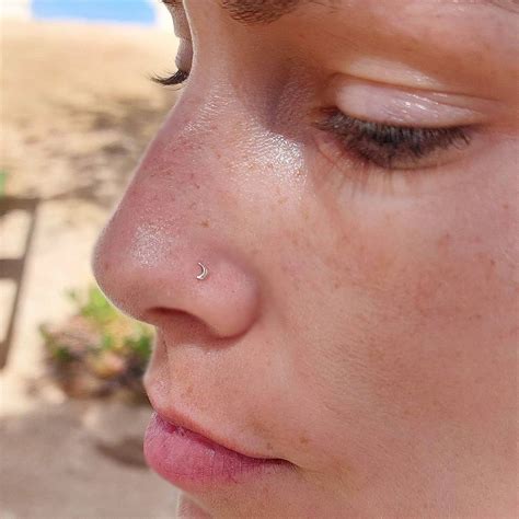 tiny moon nose stud tiny nose stud moon nose ring small crescent moon