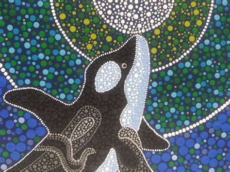 Dolphin Painting Aboriginal Art Dolphin Canvas Pointillism | Etsy