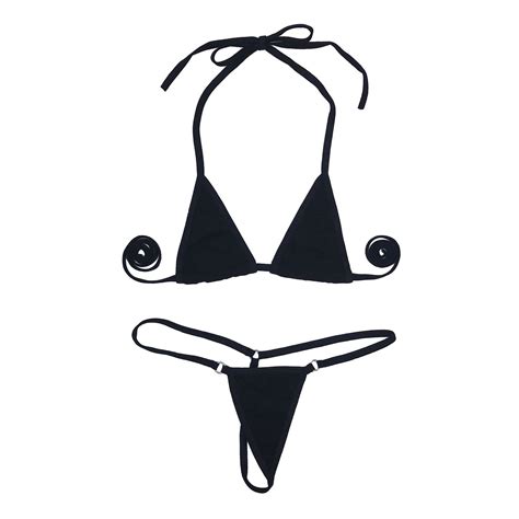 Women Sexy See Through Mini Micro Bra Sheer Bikini String Bottom Set