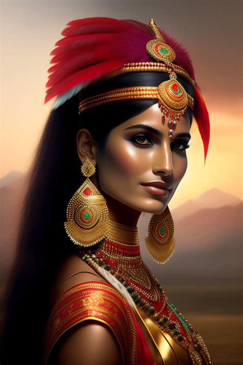 Lexica - Indian princess, headdress, defiant, beautiful,