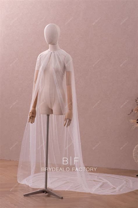 Modern Pearls Cathedral Cape Veil Fashion Bridal Veil