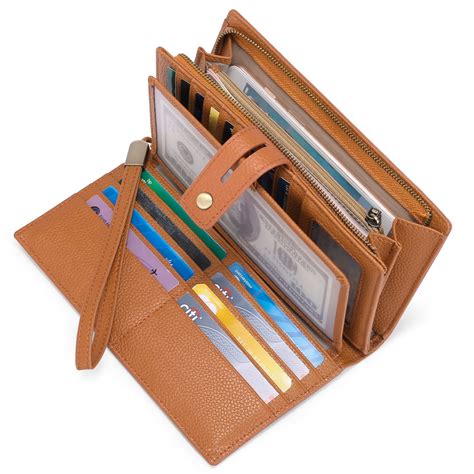 Sendefn Women's Leather RFID Blocking Wristlet Wallet Large Capacity