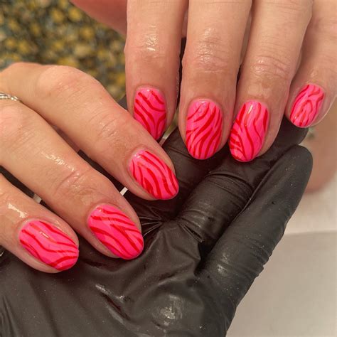 Hot Pink Nails With Zebra Tips