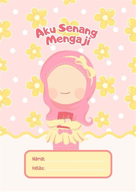 sampul buku tulis anak muslim canva template printing business cards