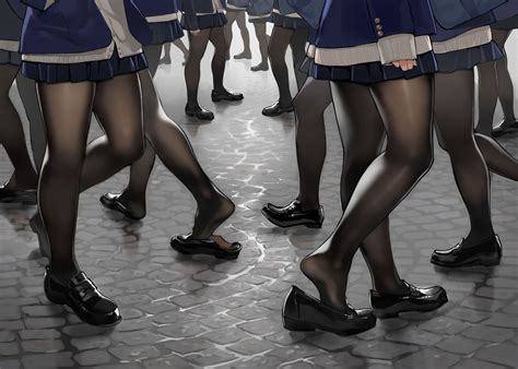 yomu, legs, feet, anime, anime girls, skirt, pantyhose, Miru Tights