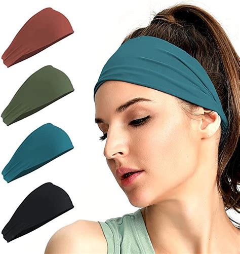 Workout Headbands for Women Running Sports - Wide Sweat Band Yoga Gym ...