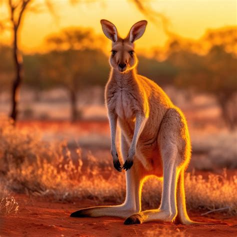 Premium AI Image | Kangaroo at Sunset