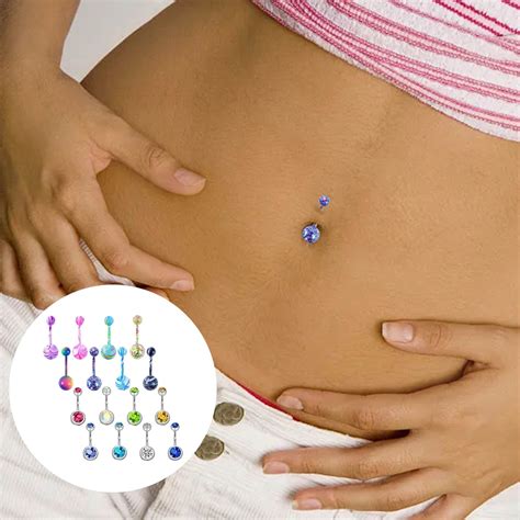 jjsgsee Floating Navel Piercing Jewelry Gold Navel Nail Set 16 Pieces ...