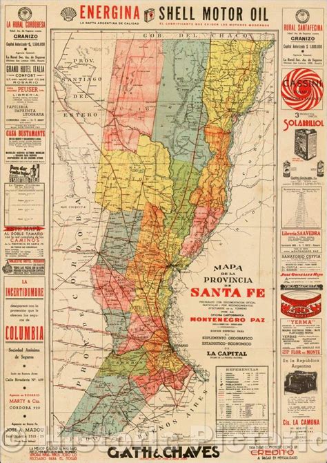 Historic Map - Mapa de la Provincia de Santa Fe Preparado con ...