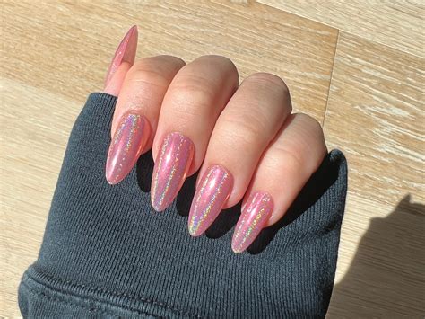 Pink Chrome Nail Cute Press ON Nails L Simple Chrome on Nails Press on ...