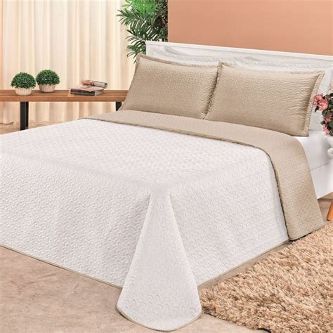 Colcha Para Cama Queen - Colcha Para Cama Queen Clara Kit com 3 Peças Branco Lindo | MadeiraMadeira