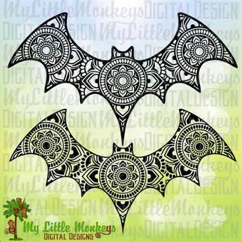 Bat Mandala Bat SVG Halloween Design Digital Clipart and | Etsy