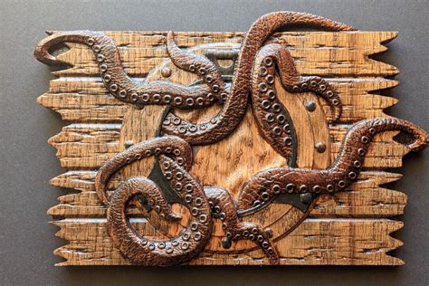 Release the Kraken Octopus Carving Carving Octopus Wood Art Art Wall ...