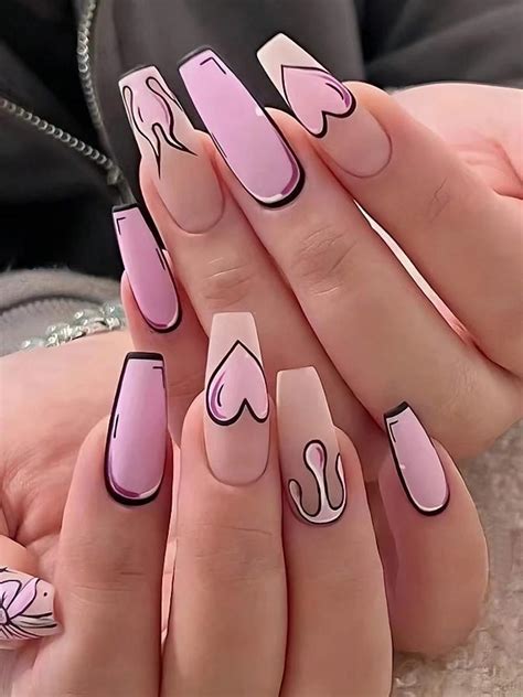 Комплект Разкошни Press-on Изкуствени Нокти 24 броя Pop Art Дизайн ...