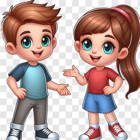 Menino E Menina Desenho Png - Menino E Menina Dos Desenhos Animados Sorrindo Apertando As Mãos PNG ...