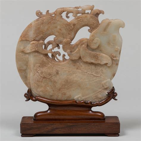 Chinese Jade Carving Of A Carp And A Dragon Auction