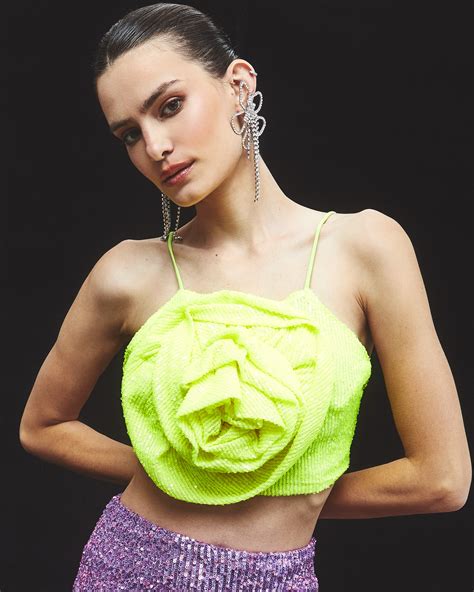 Cropped Nina Flor Verde Neon | Talgui