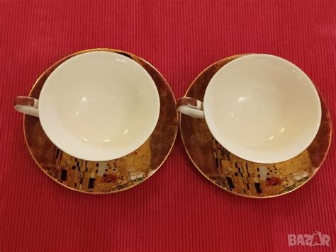 Сервиз от две чаши с чинийки за чай, кафе, Целувката, Густав Климт. в ...