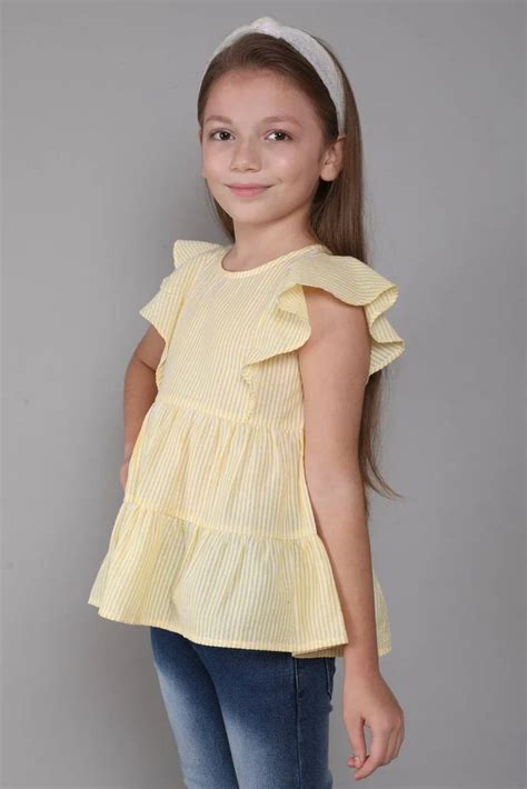 Yellow Cotton ADITA STRIPTED GIRLS TOP, Half Sleeves at Rs 199/piece in ...