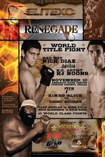 EliteXC: Renegade | MMA Event | Tapology