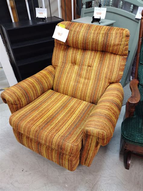 Vintage 1970s Striped Swivel Recliner | Roth & Brader Furniture