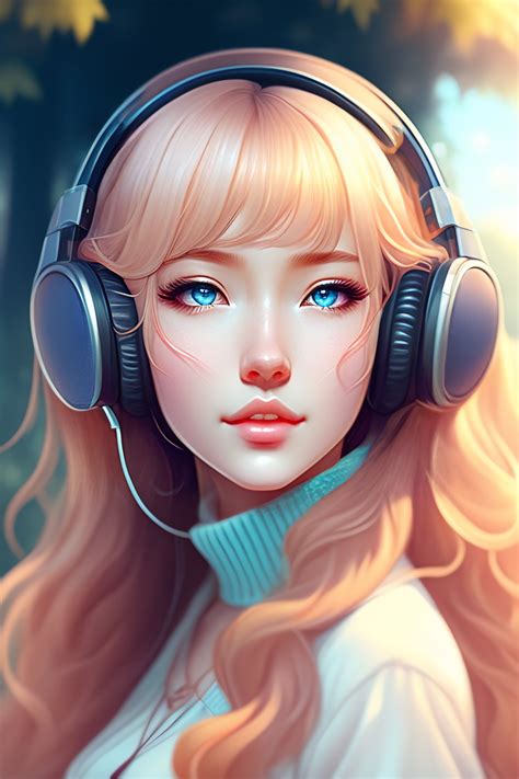 Girl With Headphones Drawing