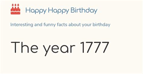 The year 1777: Calendar, history and birthdays