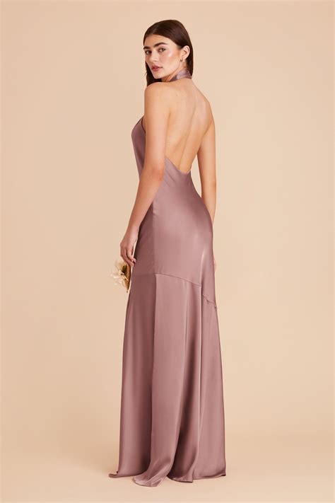 Stephanie Dark Mauve Matte Satin Bridesmaid Dress | Birdy Grey | Mauve