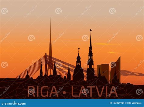 Old Riga Panorama Silhouette Cartoon Vector | CartoonDealer.com #3338287