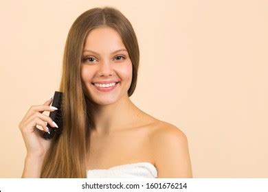 beautiful young woman long flowing hair stock photo edit