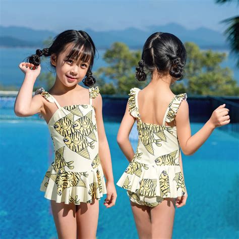 Children's Swimsuit Kids Girls 2019 Swimwear Baby Bikini For Rash Guard ...