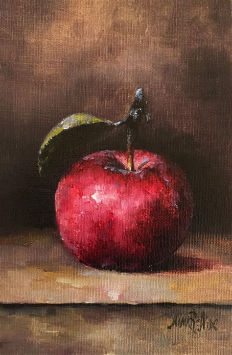 Red Apple Still Life Original Oil Painting by Nina R.aide Fine | Etsy ...