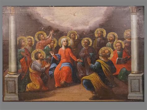 Икона «Сошествие Святого Духа», дерево, масло, золочение, 48 × 70,5см ...