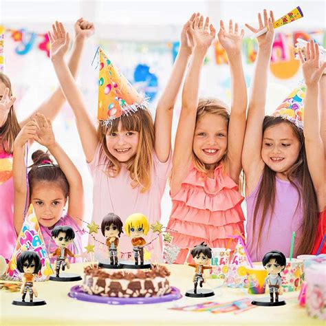 Attack on Titan Figures Cake Toppers, 6Pcs Attack on Titan Birthday ...