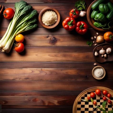 Premium AI Image | A wooden table food background