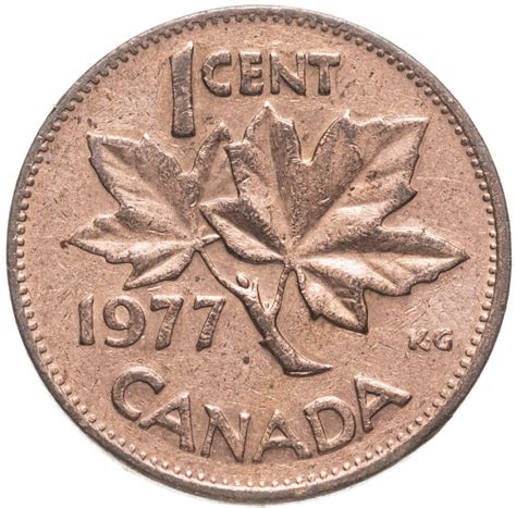 Монета Канада 1 цент (cent) 1977 стоимостью 190 руб.
