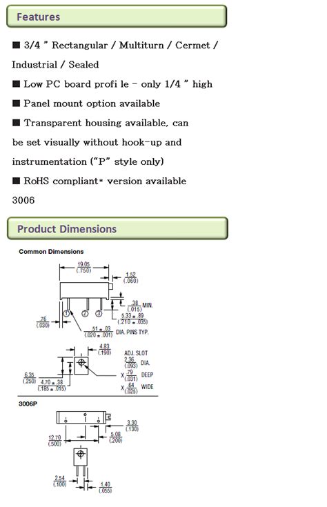 3006P-103(10kΩ) : 3006 Series > 번스(Bourns) > 가변저항(Potentiometer) > R/L ...
