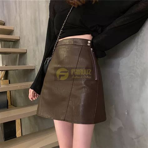 jual rok mini high waist slim kulit pu mini skirt sexy rok semi kulit